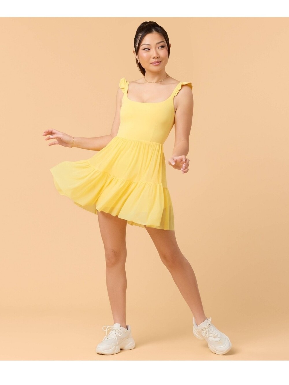Blogilates Women's Mommy & Me Ballerina Ruffle Dress, XS - Yellow